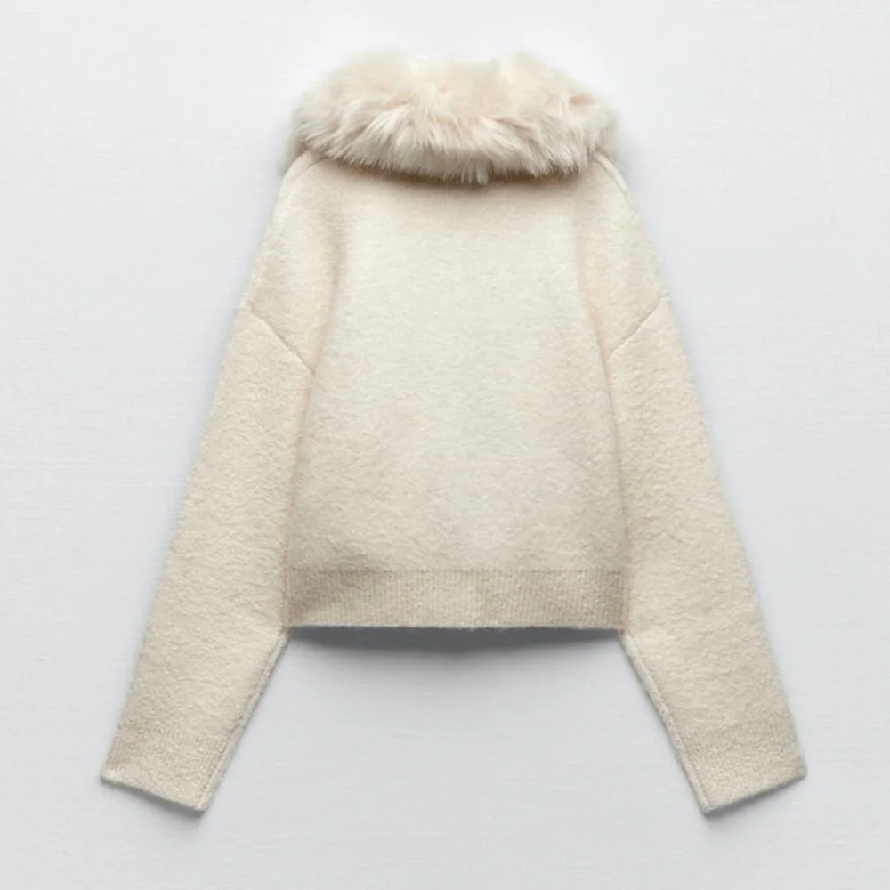 LAST 1!🔥ZARA REMOVABLE FAUX FUR LAPEL KNIT JACKET - Picture 13 of 14